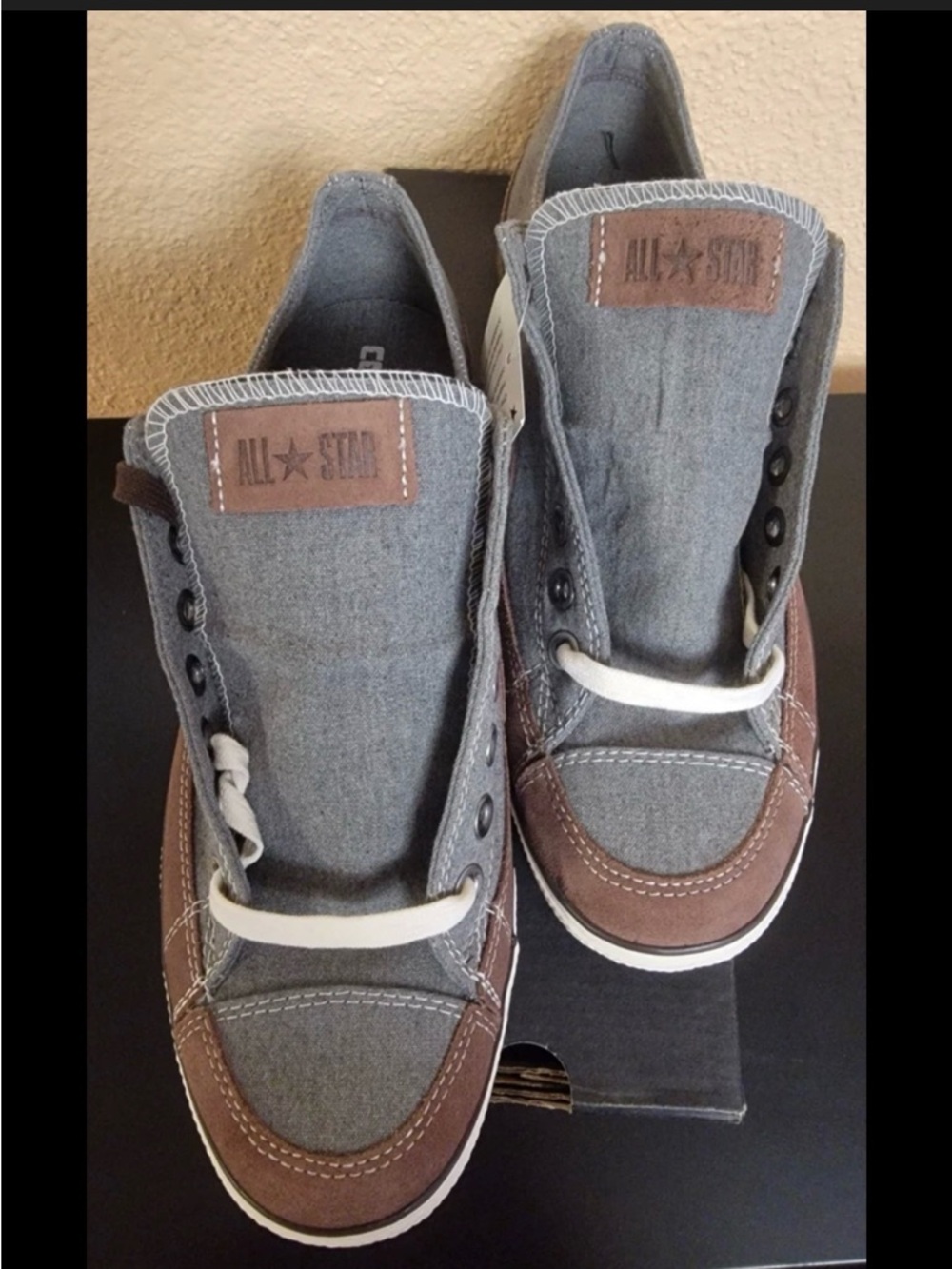 Converse Gray and Brown Canvas Low-Top Sneakers